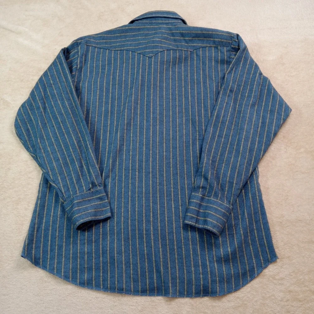 Panhandle Slim Vintage USA Flannel Pearl Snap Long Sleeve Shirt Men's 17.5X36 Bl